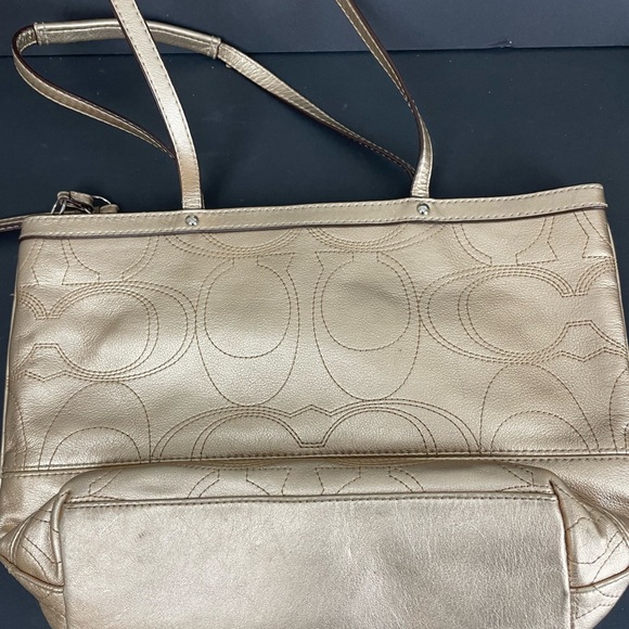 Coach Metallic Gold Tote Bag - Picture 3 of 9